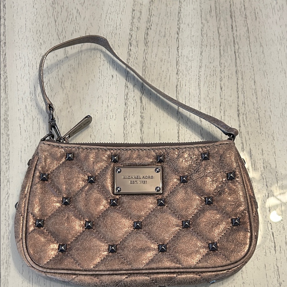 Michael Kors Metallic Bronze Studded Wristlet